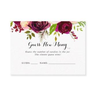 Rustic Blush Burgundy Guess How Many Game Card