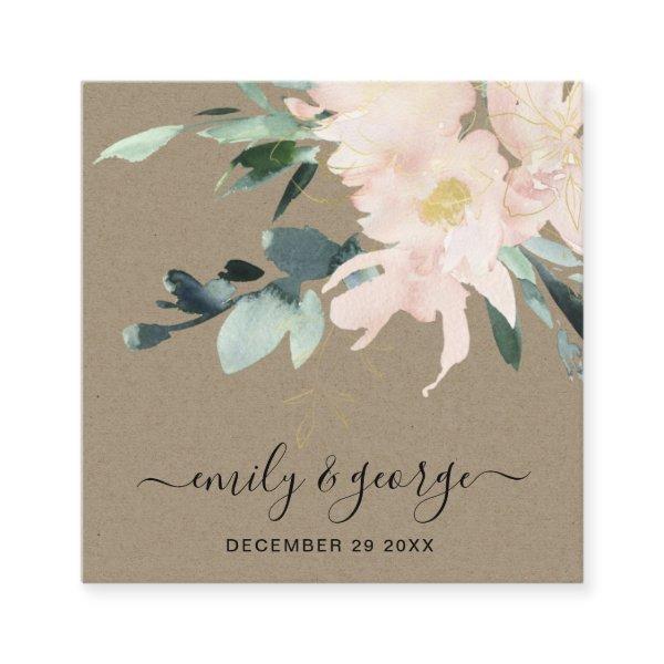 RUSTIC BLUSH KRAFT FLORAL WEDDING WEBSITE RSVP SQUARE