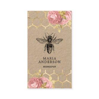 Rustic Blush Pink Floral Black Honey Bee Kraft