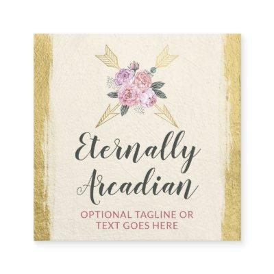 Rustic Bohemian Floral Arrows Gold Boho Social Square