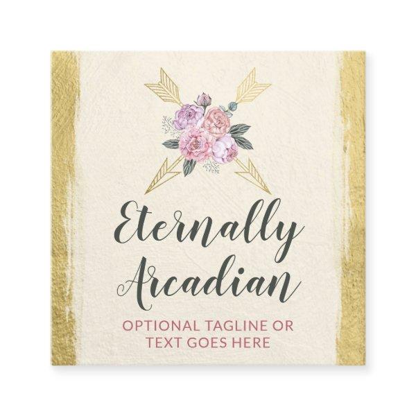 Rustic Bohemian Floral Arrows Gold Boho Social Square