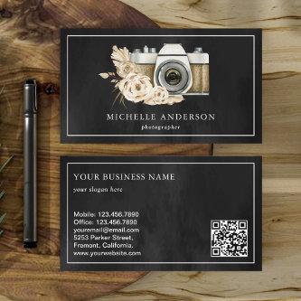 Rustic Boho Floral Camera QR Code Photographer