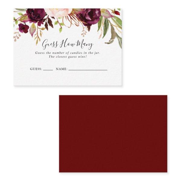 Rustic Boho Floral Guess How Many Game Card