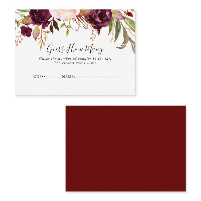 Rustic Boho Floral Guess How Many Game Card