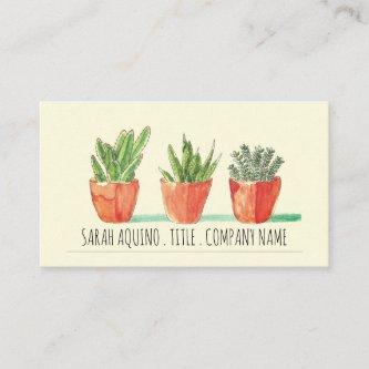 Rustic Boho Watercolor Potted Plants