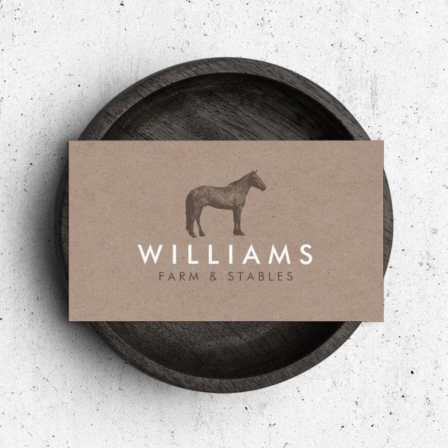 Rustic Brown Horse Etching Logo Farming, Farmers