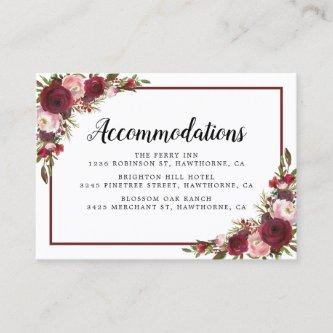 Rustic Burgundy Floral Wedding Hotel Accommodation