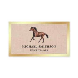 Rustic Burlap Gold Foil Horse Riding Instructor