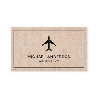 Rustic Burlap Jet Aircraft Airplane Airline Pilot