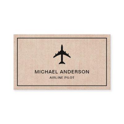 Rustic Burlap Jet Aircraft Airplane Airline Pilot