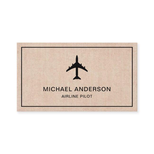 Rustic Burlap Jet Aircraft Airplane Airline Pilot