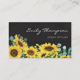Rustic Chalkboard Sunflowers and Eucalyptus Floral