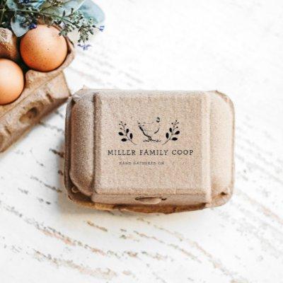 Rustic Chicken Personalized Egg Carton Stamp