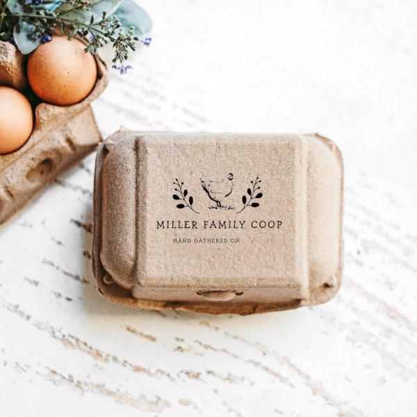 Rustic Chicken Personalized Egg Carton Stamp