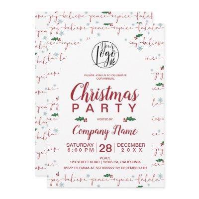 Rustic Christmas script corporate party red green Invitation