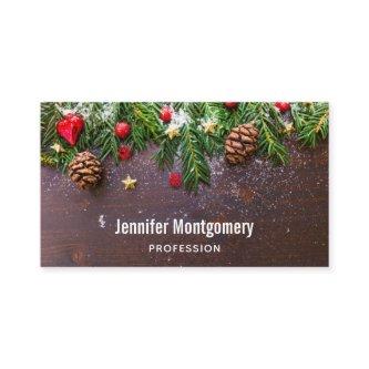 Rustic Christmas Table with Pine & Snow