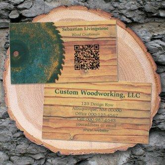 Rustic Circular Saw Woodworking Profession QR Code