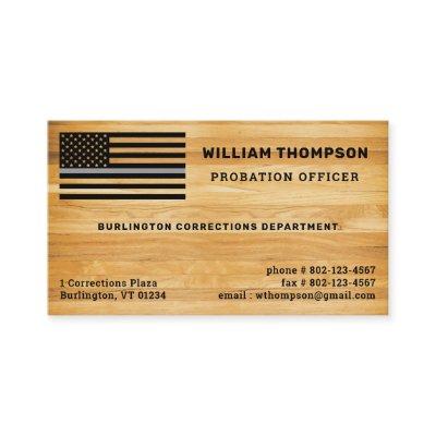 Rustic Correctional Officer Thin Gray Line Wood