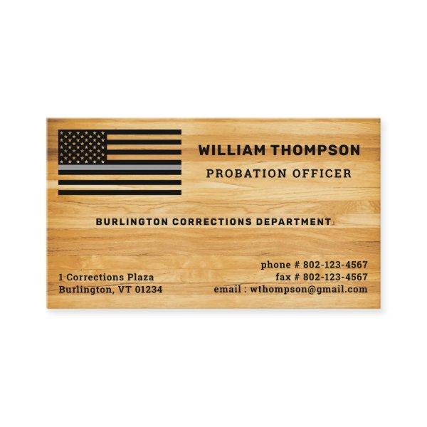 Rustic Correctional Officer Thin Gray Line Wood