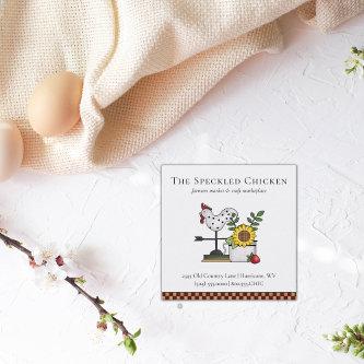 Rustic Country Chicken Rooster QR code  Square Bus Square