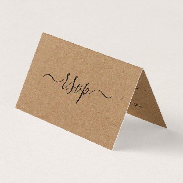 Rustic Country Kraft Simple Script Photo RSVP Card