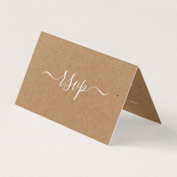 Rustic Country Kraft Simple Script Photo RSVP Card