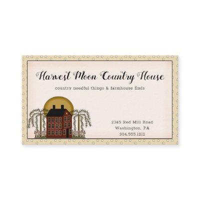 Rustic Country Red Saltbox House & Moon