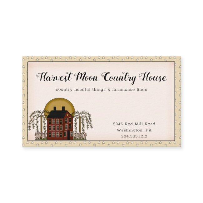 Rustic Country Red Saltbox House & Moon