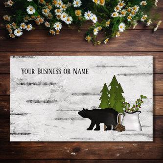 Rustic Country Silhouette Bear on Birch Tree Bark