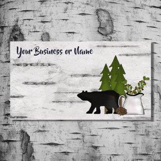 Rustic Country Silhouette Bear on Birch Tree Bark