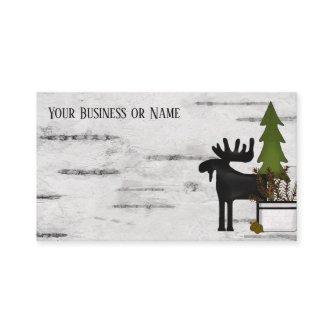 Rustic Country Silhouette Moose on Birch Tree Bark