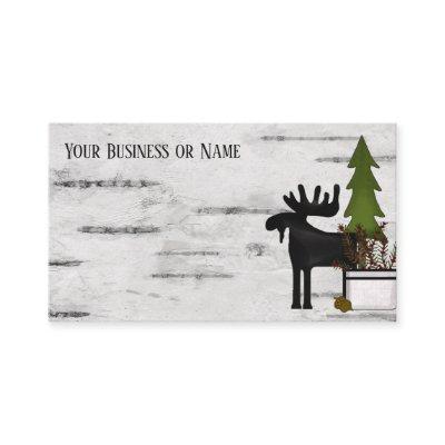 Rustic Country Silhouette Moose on Birch Tree Bark