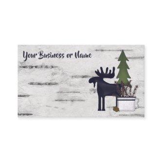 Rustic Country Silhouette Moose on Birch Tree Bark