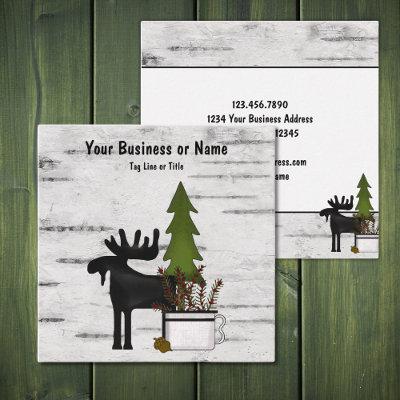 Rustic Country Silhouette Moose on Birch Tree Bark Square