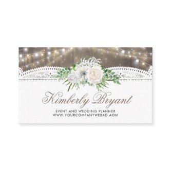 Rustic Country String of Lights Lace Wood Floral