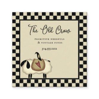Rustic Country Whimsical Checks and Crows  Square