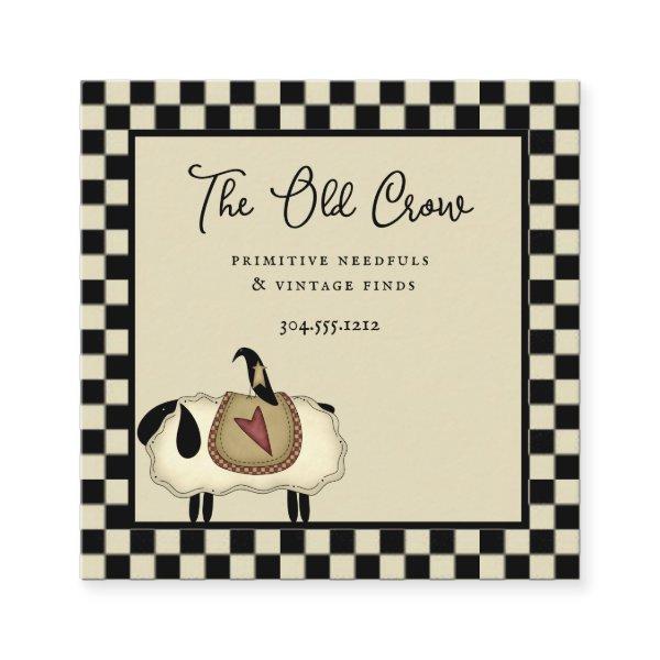 Rustic Country Whimsical Checks and Crows  Square
