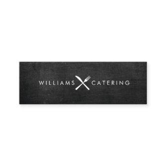 Rustic Crossed Fork Knife Logo Black Wood Mini