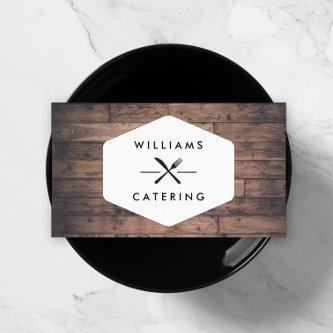 Rustic Crossed Fork Knife Logo Distressed Wood II