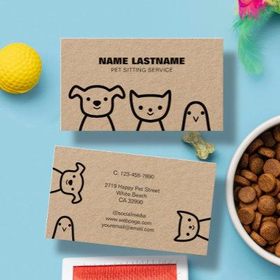 Rustic Custom Simple Cute Pets Pet Service Kraft