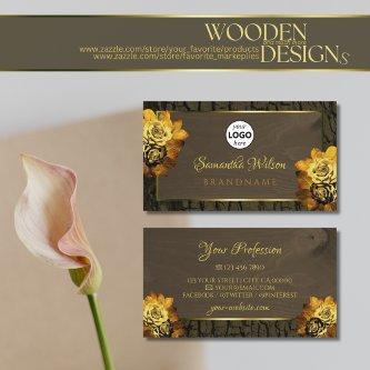 Rustic Dark Brown Wood Grain Tree Bark with Logo