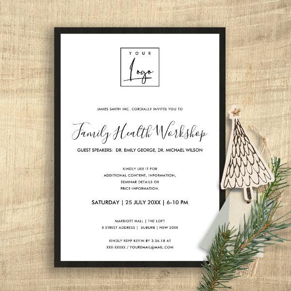 RUSTIC DARK WOODEN TIMBER YOUR LOGO WORKSHOP EVENT INVITATION