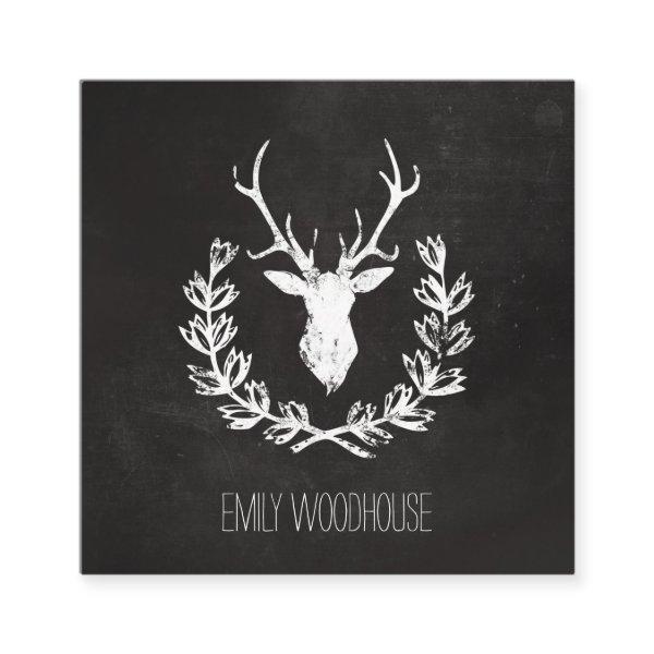 Rustic Deer Antlers | Chalkboard Square