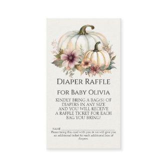 Rustic Fall White Pumpkin Floral Diaper Raffle