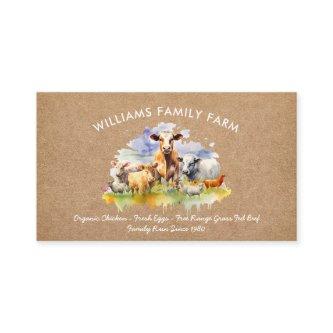 Rustic Farm Animals Cow Pig Chicken Watercolor