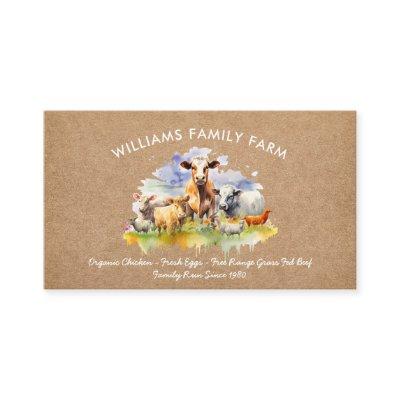 Rustic Farm Animals Cow Pig Chicken Watercolor