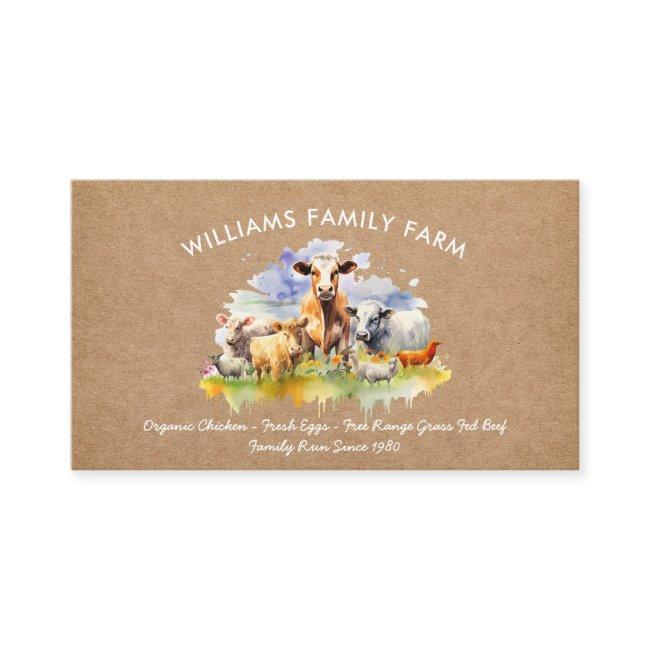 Rustic Farm Animals Cow Pig Chicken Watercolor