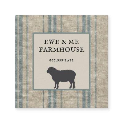 Rustic Farmhouse Style Sheep Ticking  Square