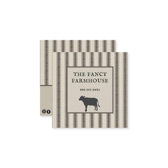 Rustic Farmhouse Style Ticking Square Business Square