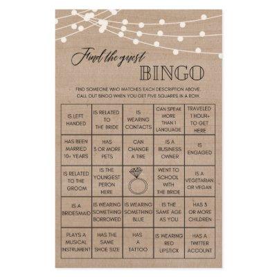 Rustic Find the guest bingo bridal shower game Flyer